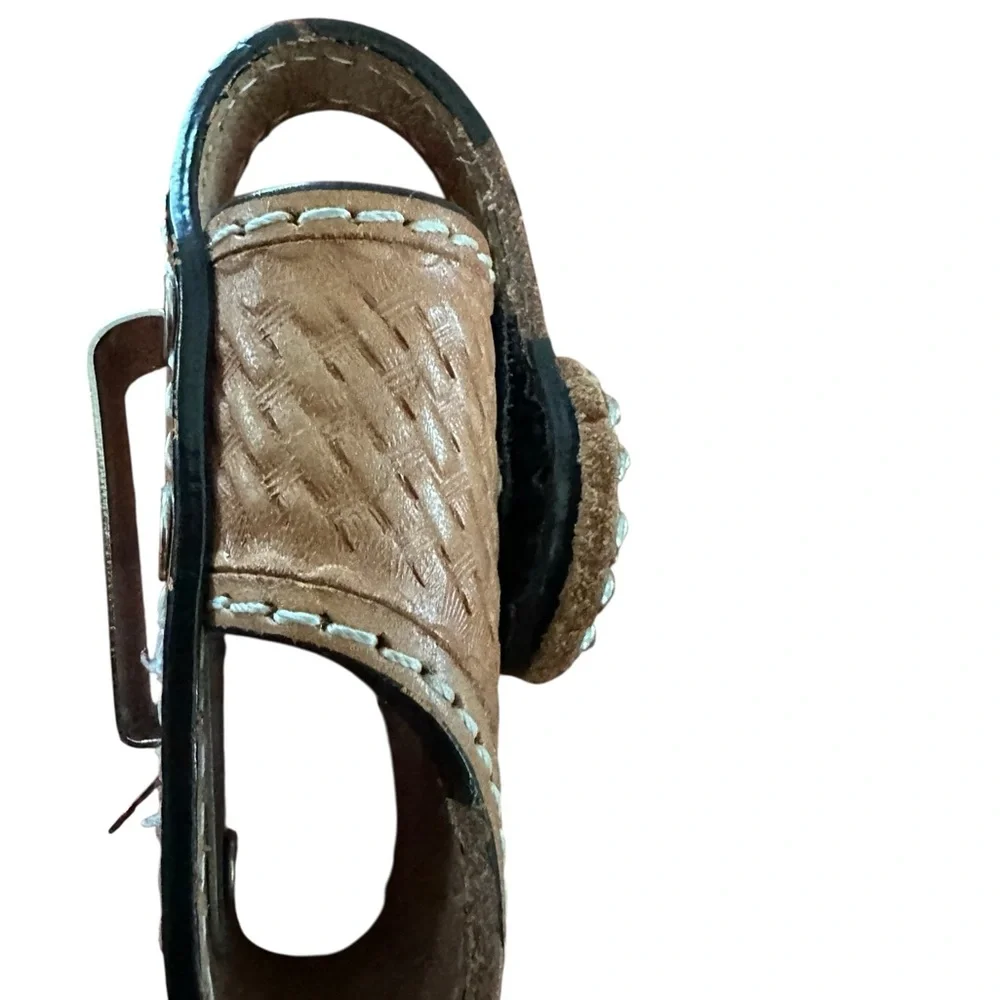 Cowboy Decor Leather Hand Tooled Belt Clip Cell Phone Case Barrel Racer NWOT